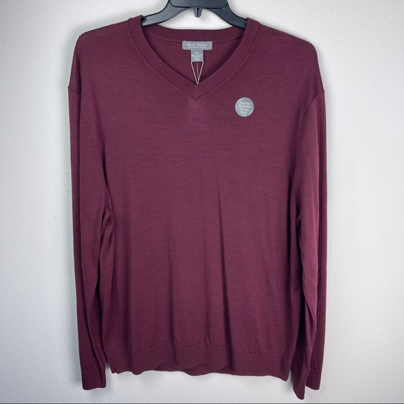 NWT Daniel Cremieux Men Signature V-Neck 100% merino wool sweater  maroon color - Picture 2 of 7